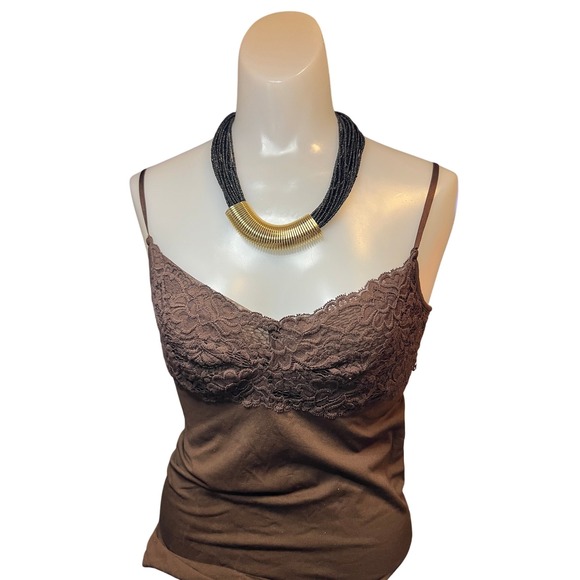 Charming Charlie Jewelry - Charming Charlie Gold Accent Black Seed Bead Strand Necklace Statement Elegant